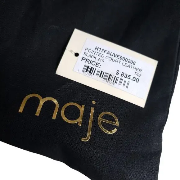 MAJE Fauve leather pointed pointy toe thigh over the knee black boots 40 9 NEW - Picture 9 of 10